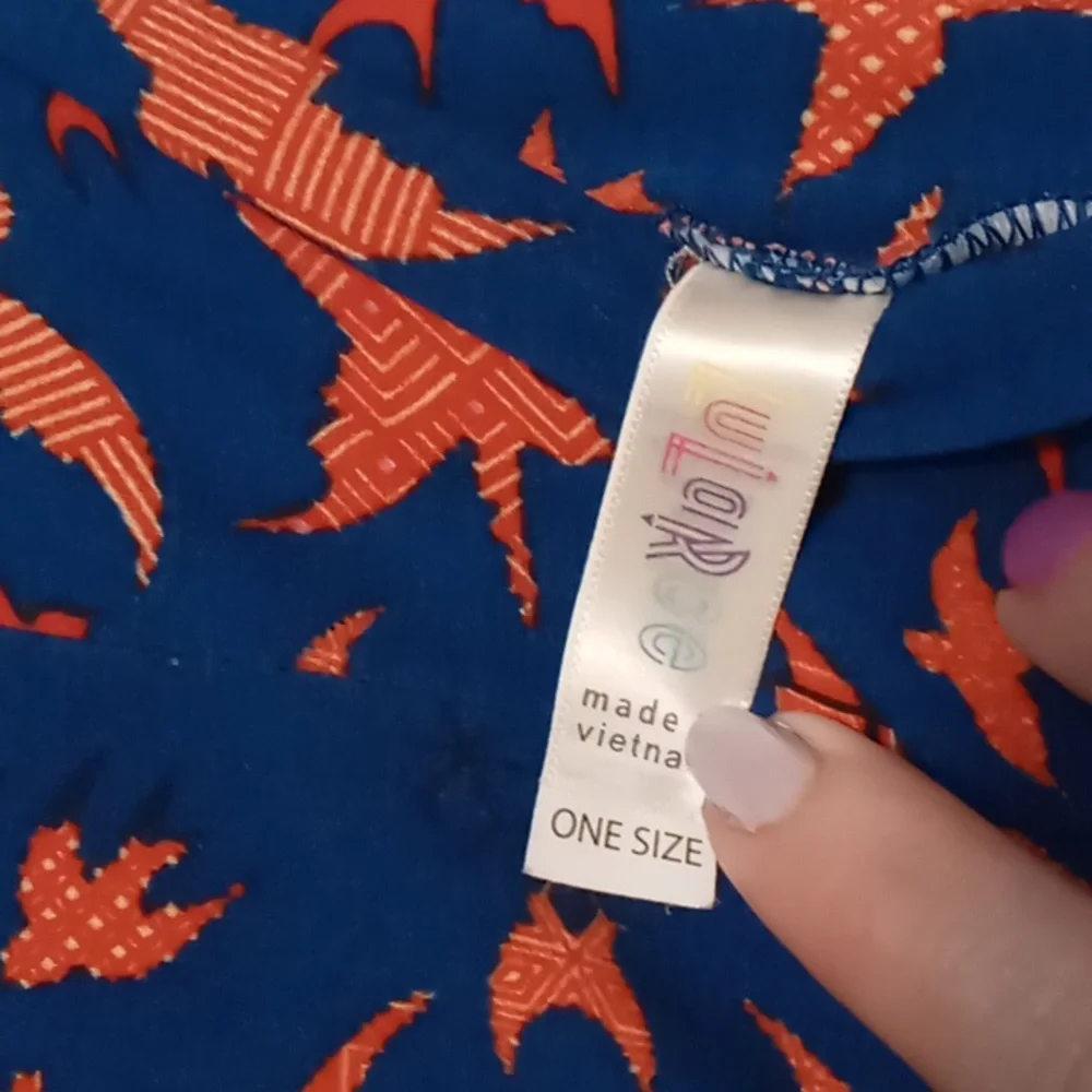 LuLaRoe Blue w Red Bird Leggings One Size - Picture 5 of 6